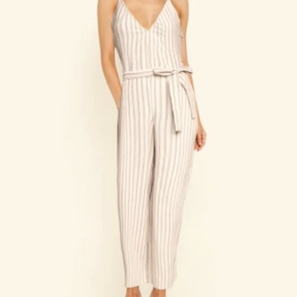 Abercrombie & Fitch Pants - Abercrombie & Fitch • Linen Blend V Neck Cross Back Jumpsuit